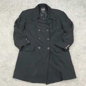 Isabel Ardee Jacket Womens 10 Black Double Breasted Long Sleeve Coat Winter Warm